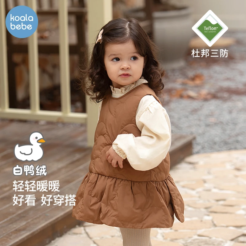 考拉鼻鼻儿童羽绒服三防外套白鸭绒轻薄连衣裙冬装新款云端漫步