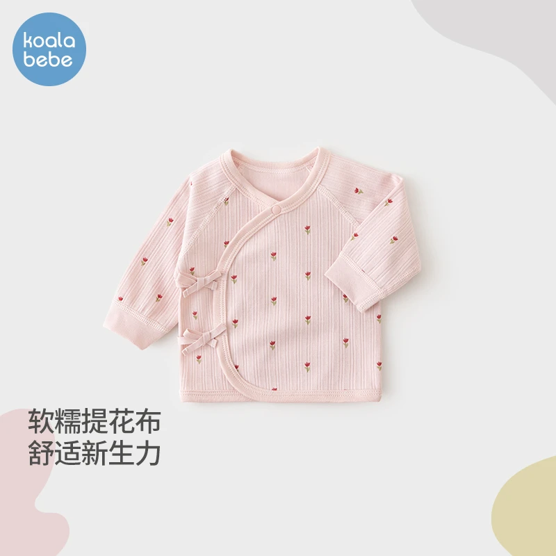 考拉鼻鼻初生儿衣服春秋婴儿纯棉和尚服上衣女宝宝护肚上装小花集