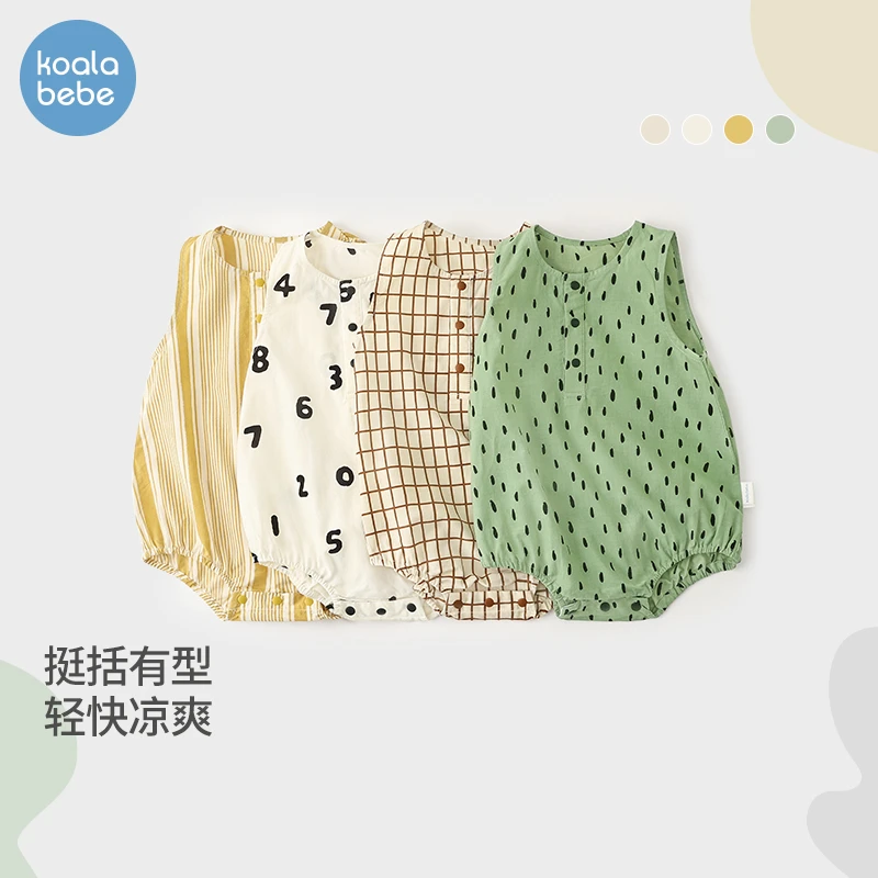 考拉鼻鼻[趣味印花·洋气百搭]男女宝宝轻薄挺括夏季外出包屁衣