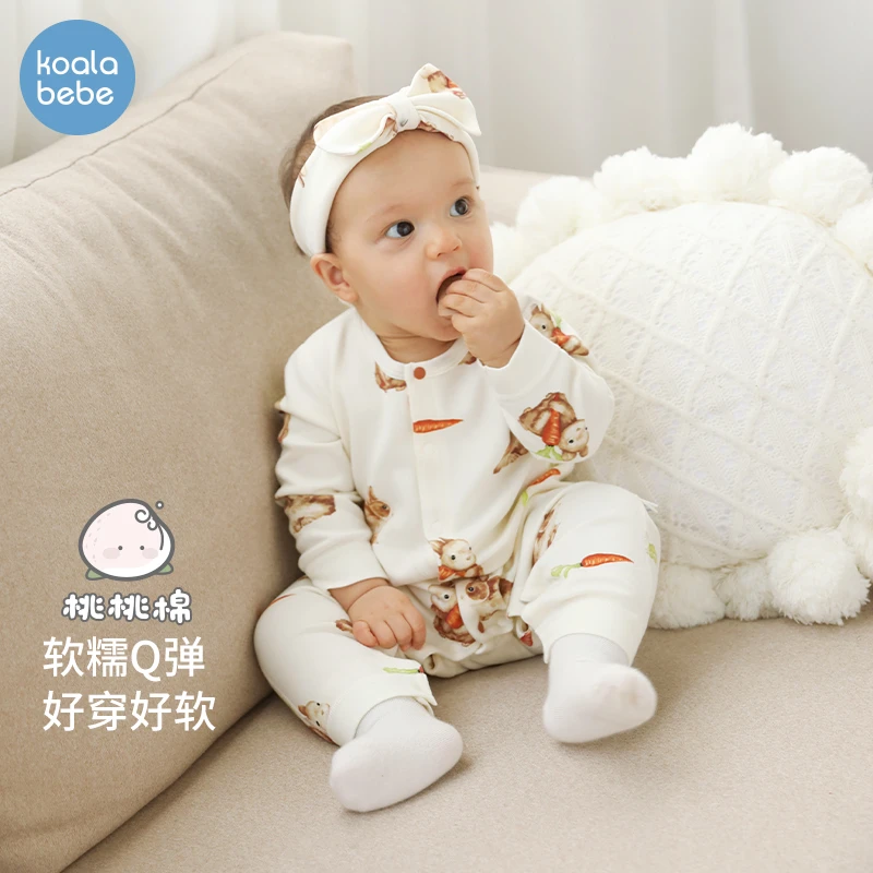 考拉鼻鼻婴儿连体衣春秋新款衣服初生宝宝哈衣秋季爬服胡萝卜抱抱