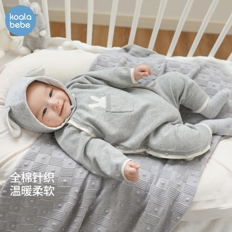 考拉鼻鼻婴幼儿小白兔宝宝衣服婴儿春秋连体衣针织衫毛衣外套爬服