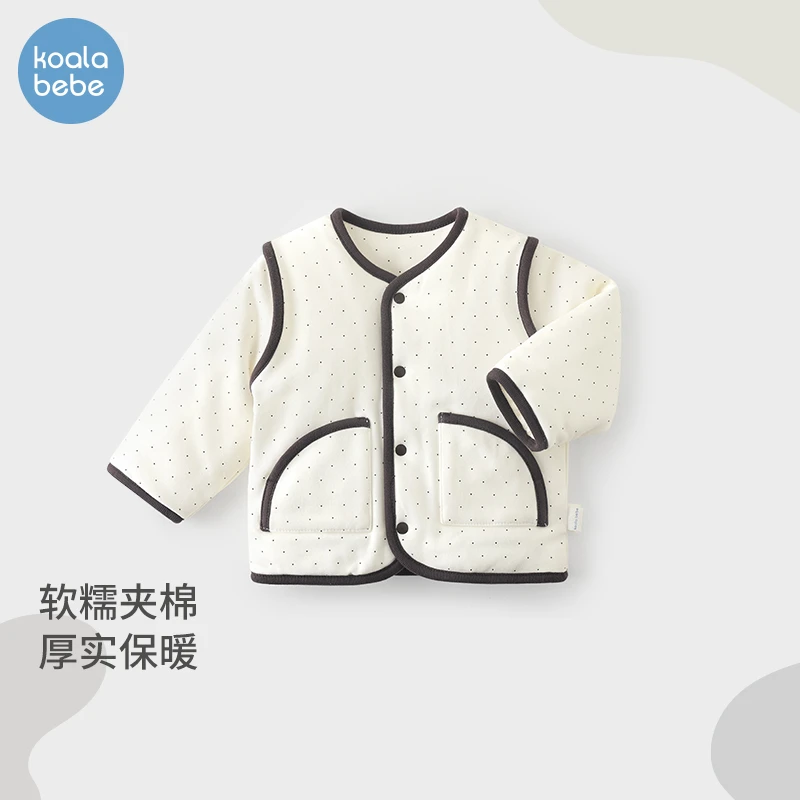 考拉鼻鼻婴幼儿夹棉外套秋冬款保暖棉服宝宝加厚棉袄上衣芝麻点点