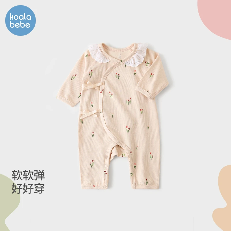 考拉鼻鼻新生儿衣服夏季薄款女宝宝连体衣可爱公主哈衣甜美郁金香