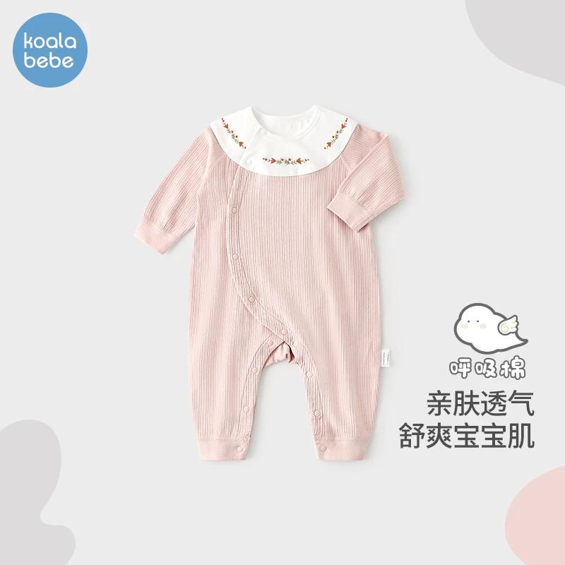 考拉鼻鼻新生婴儿衣服秋冬女宝宝可爱连体衣公主爬服冬装甜心小花