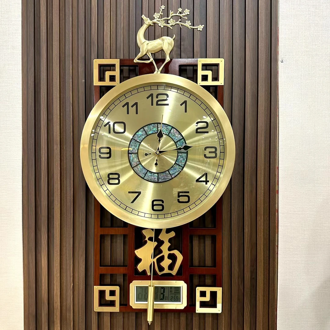 马可可家轻奢新款高端新中式黄铜钟表中国风挂钟客厅大气时尚创意