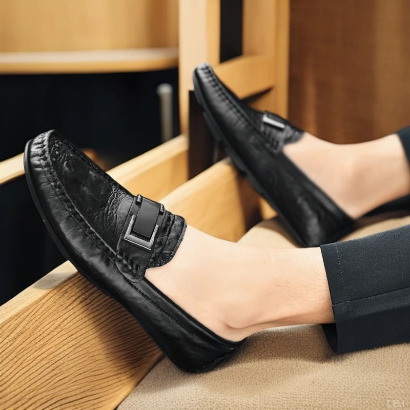 休闲豆豆鞋男驾车鞋英伦豆豆鞋时尚百搭懒人男皮鞋懒人鞋豆豆鞋