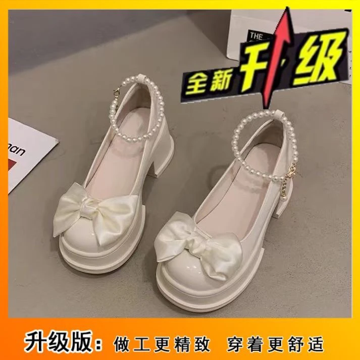 玛丽珍舒适夏季复古（2277）新款女鞋法式春粗跟百搭厚底中跟仙女风