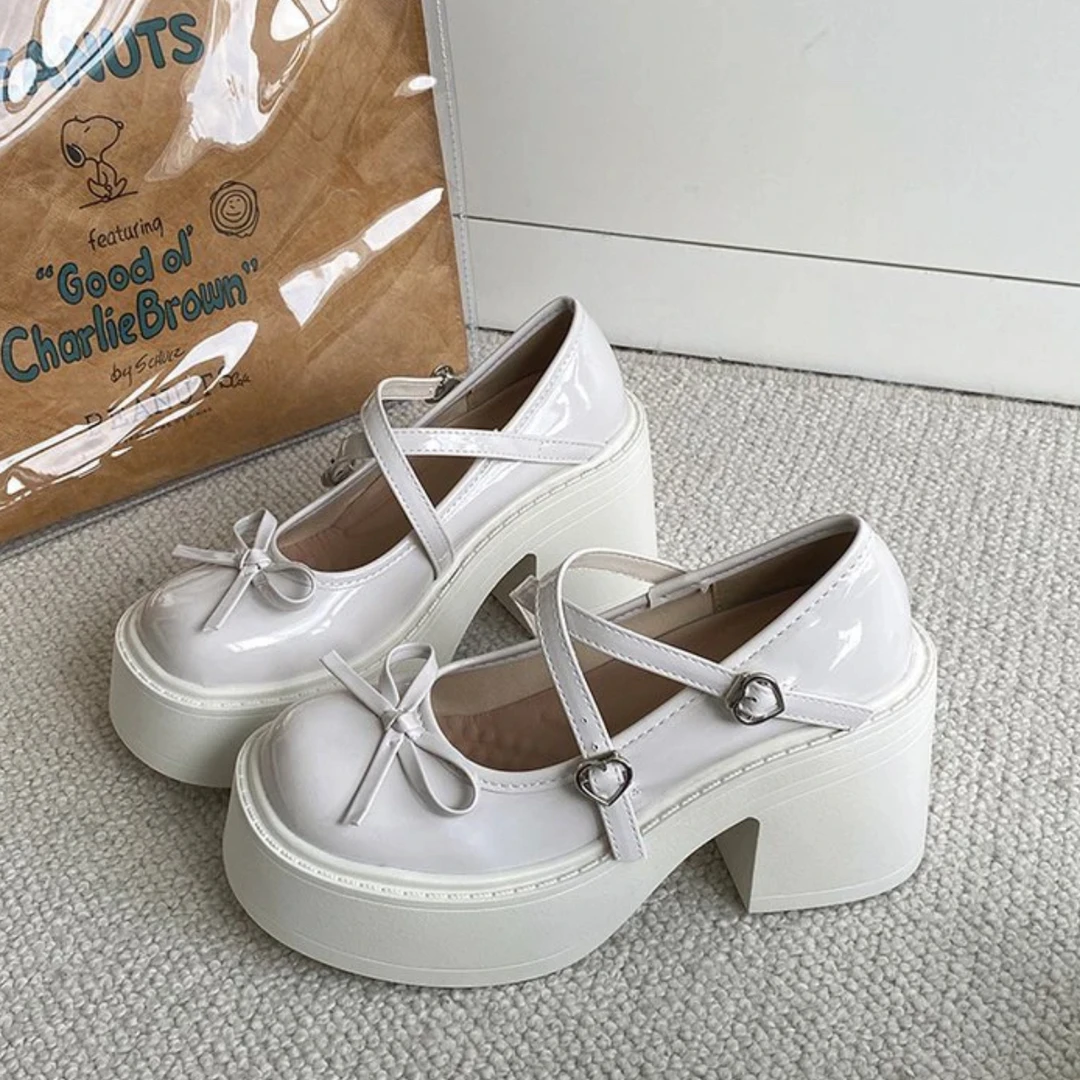 厚底玛丽珍鞋8810女百搭学院风粗跟一脚蹬单鞋日系小皮鞋春季复古