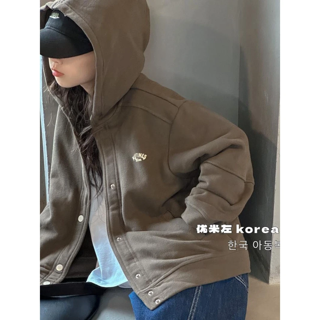 韩国童装女童秋冬装外套2023新款儿童加绒卫衣帽衫男童休闲衣服潮