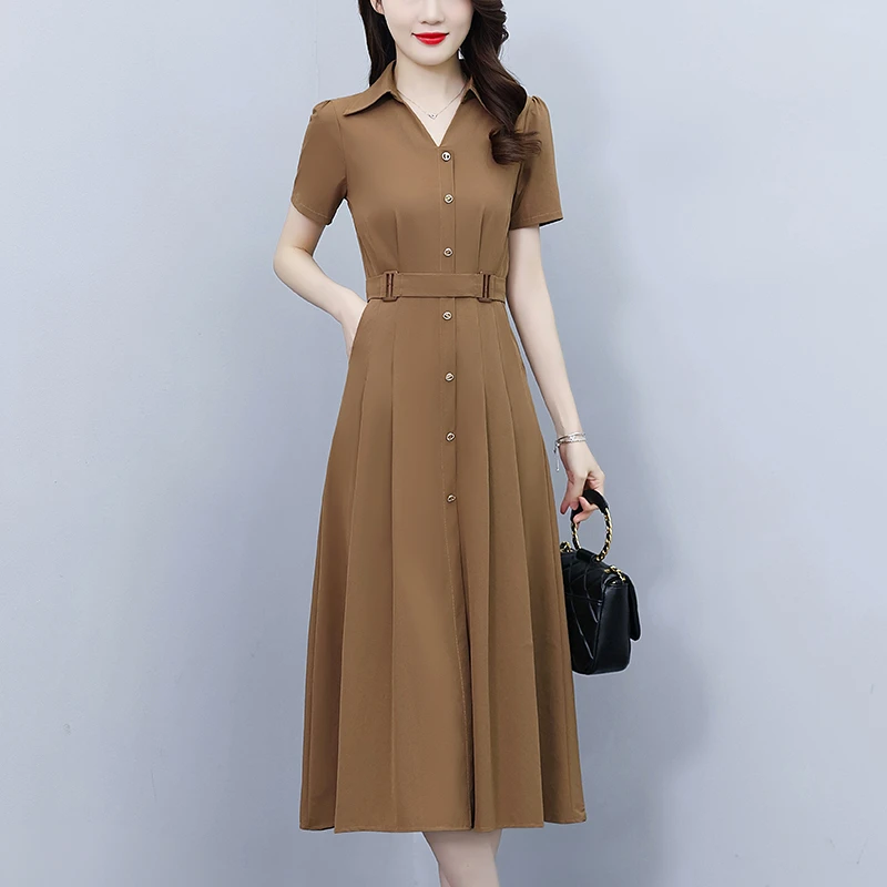 高级感衬衫连衣裙女2024夏新款小个子收腰修身显瘦气质轻熟风裙子