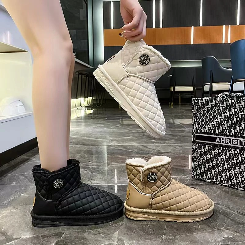 雪地靴短筒雪地靴时尚百搭厚底加绒短靴加厚K1017 E15区1-1