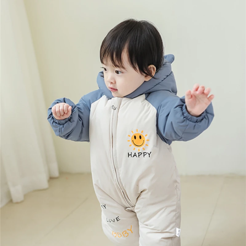 宝宝加绒加厚爬爬服新生儿反季连体服新款婴幼儿冬装品质童装棉服