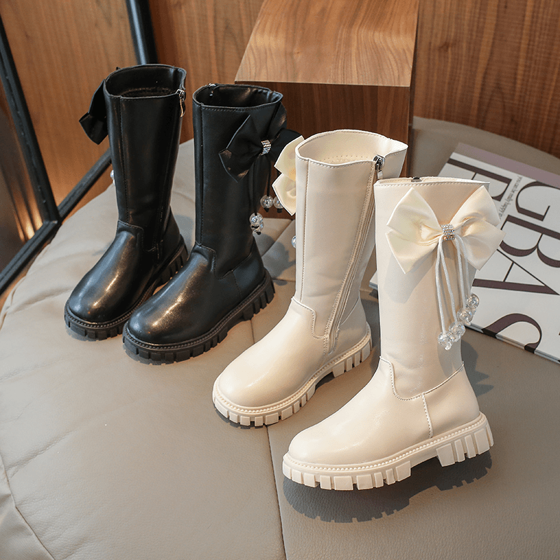 女童高筒靴子2023新款秋冬加绒棉靴公主鞋长筒靴儿童女宝长靴D-9