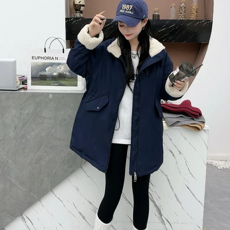 连帽冲锋衣女冬季新款2024年短小个子宽松韩系派克服外套QM2815