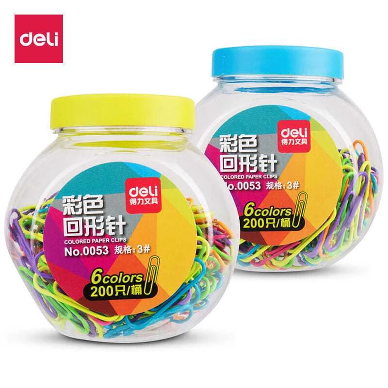 得力回形针0053可爱彩色曲别针回型针创意书签别针办公文具200枚