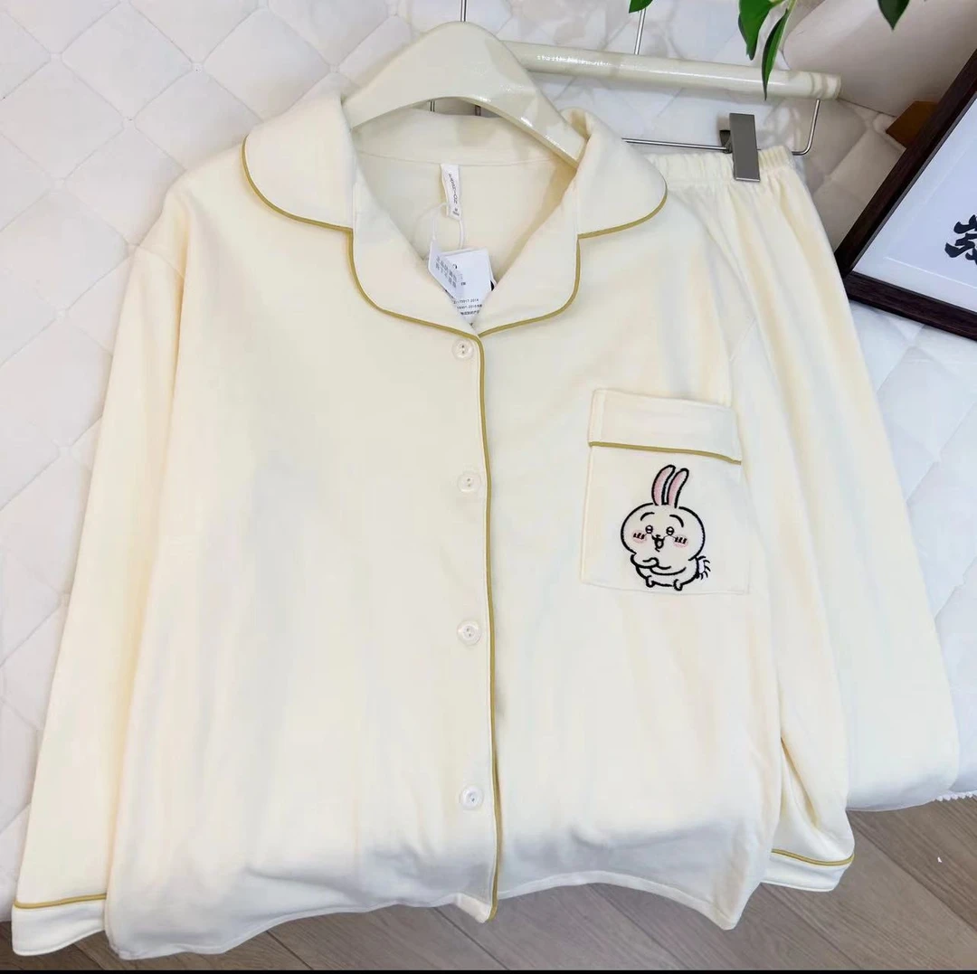 【奶黄乌萨奇】2024秋冬季新款德绒保暖开衫睡衣卡通舒适家居服套装