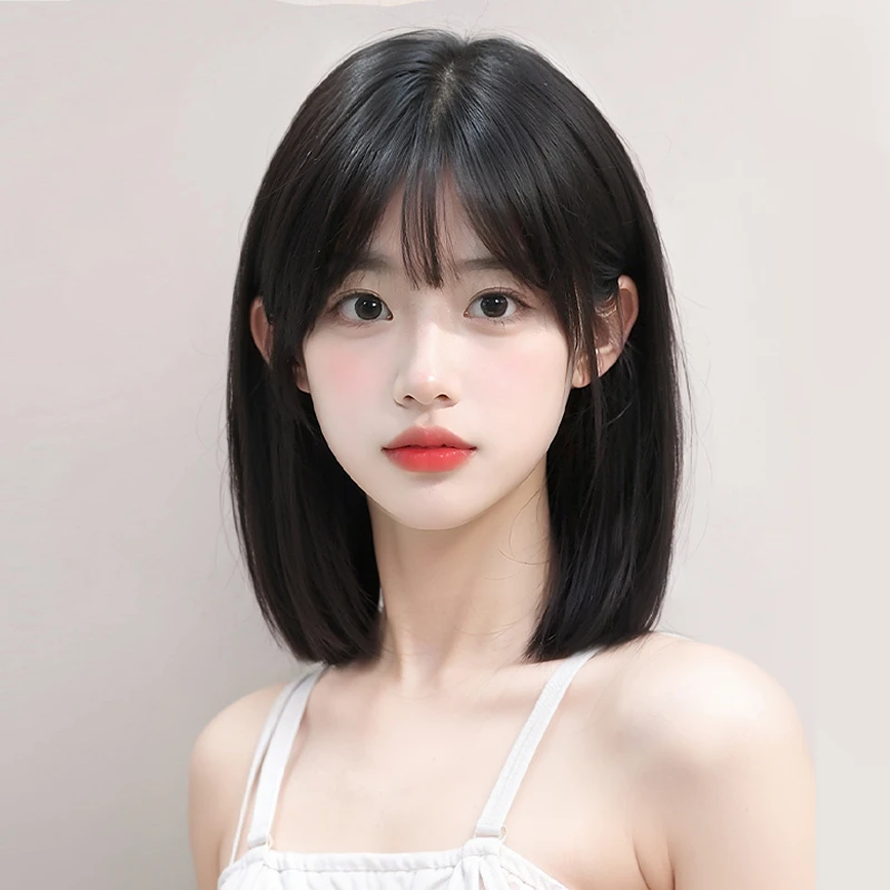 短发假发女自然全头套防真发全真人发夏天减龄薄款波波头整顶假发