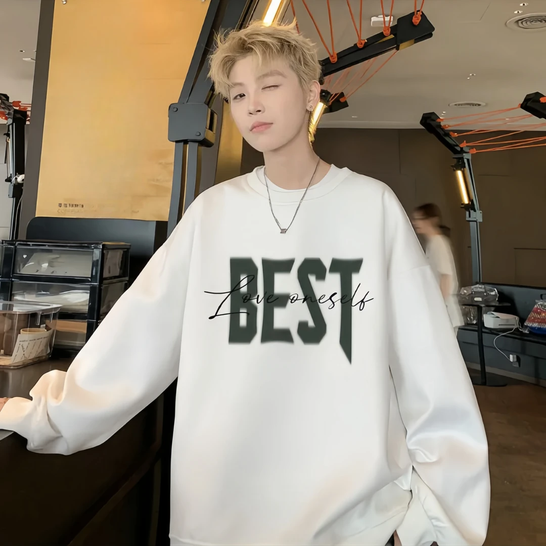 男士长袖春秋款圆领卫衣新款美式潮牌宽松休闲印花百搭上衣情侣装