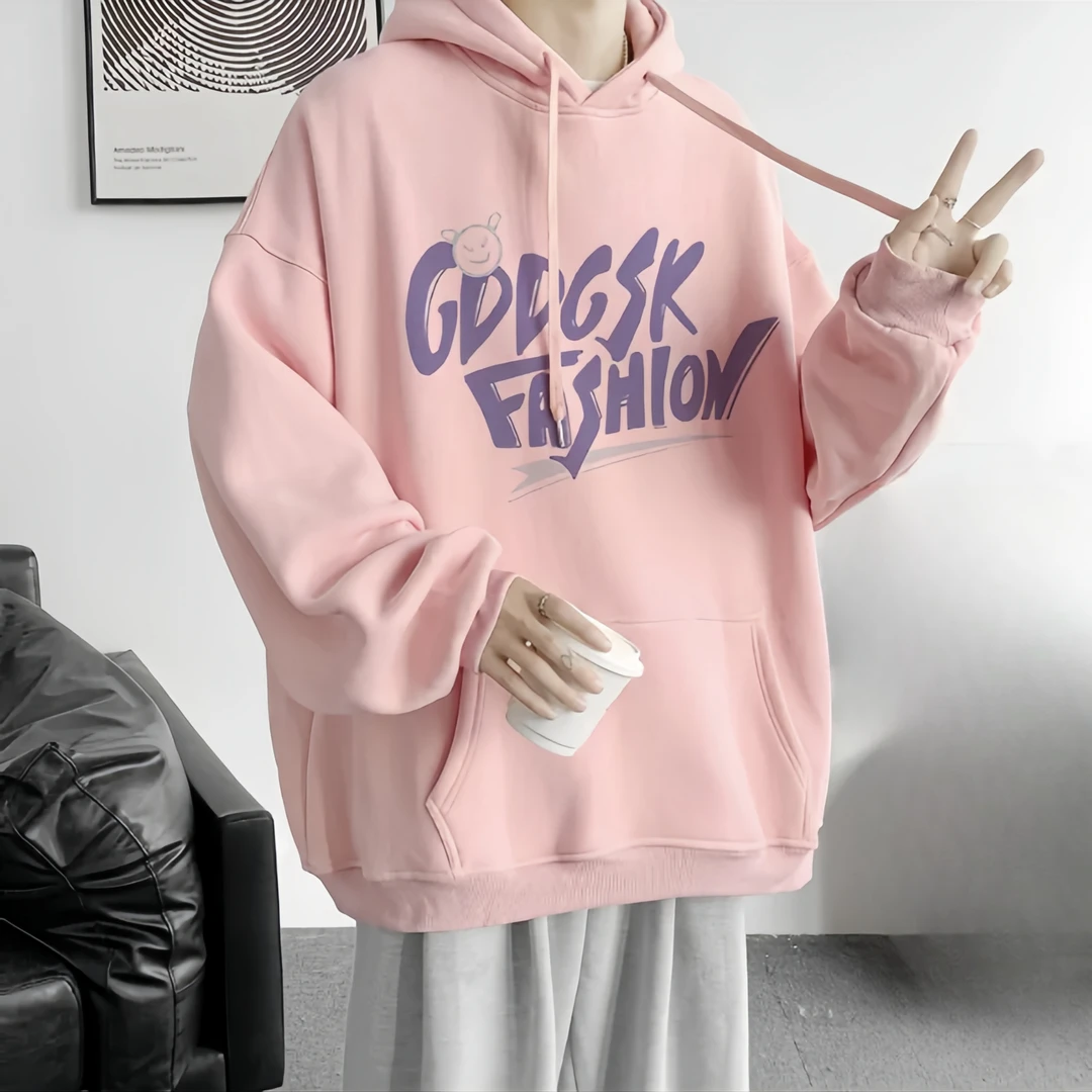 青少年潮牌连帽卫衣重磅宽松潮流印花美式休闲百搭男士春秋棉外套