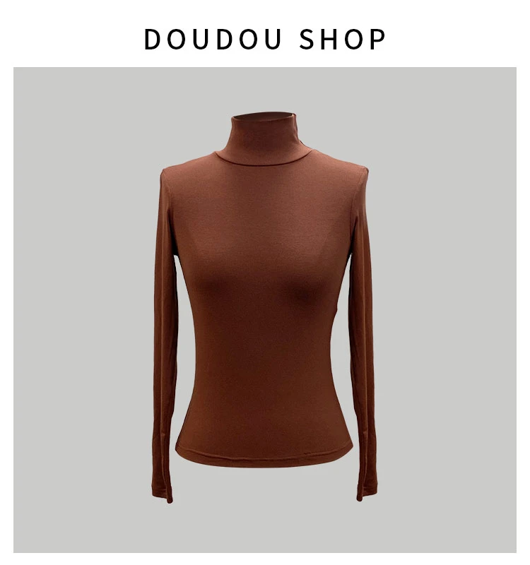 纯色时尚时尚百搭秋冬长袖修身弹力显瘦保暖高领打底衫