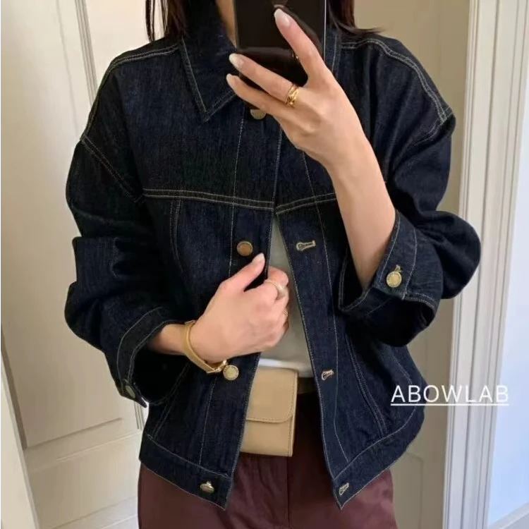 【SHAN MY】美式复古翻领做旧设计感休闲宽松百搭时尚牛仔外套