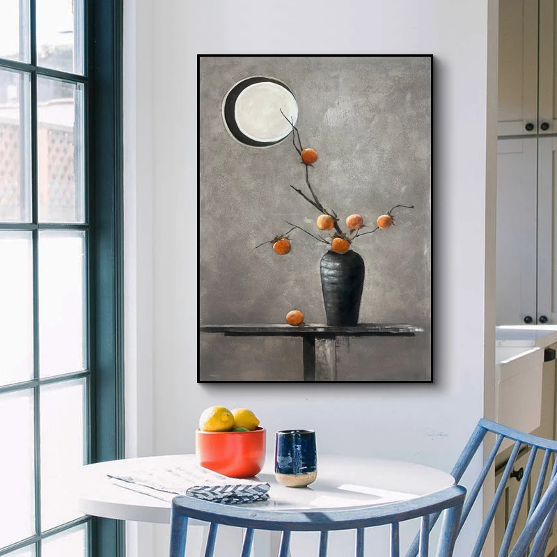 【柿柿如意】轻奢装饰画玄关装饰画客厅挂画锦鲤画背景墙艺术画