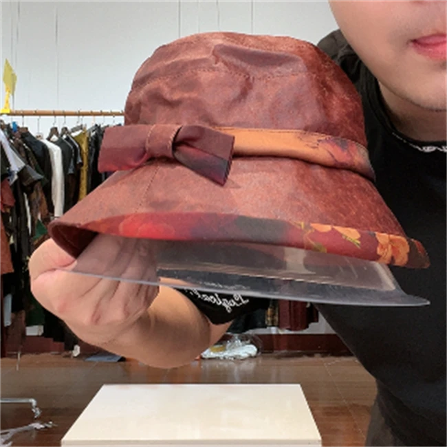 68红云纱遮阳帽渔夫帽