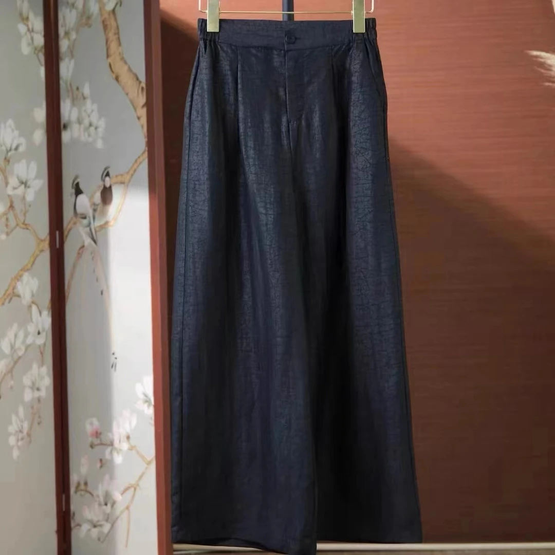 一念自在QF1B059桑蚕丝龟纹阔腿裤