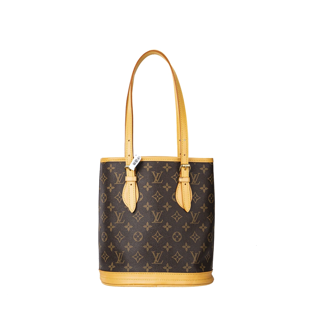 99新 LouisVuitton/路易威登 小鱼LV 老花 香槟小水桶 植鞣革换新