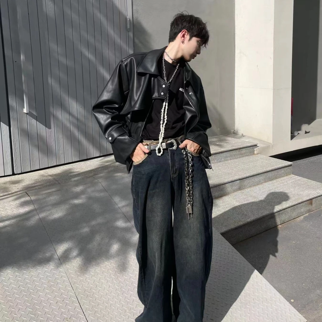 ANTRORSE小众设计感时尚皮衣夹克潮流休闲黑色秋季ins男女同款