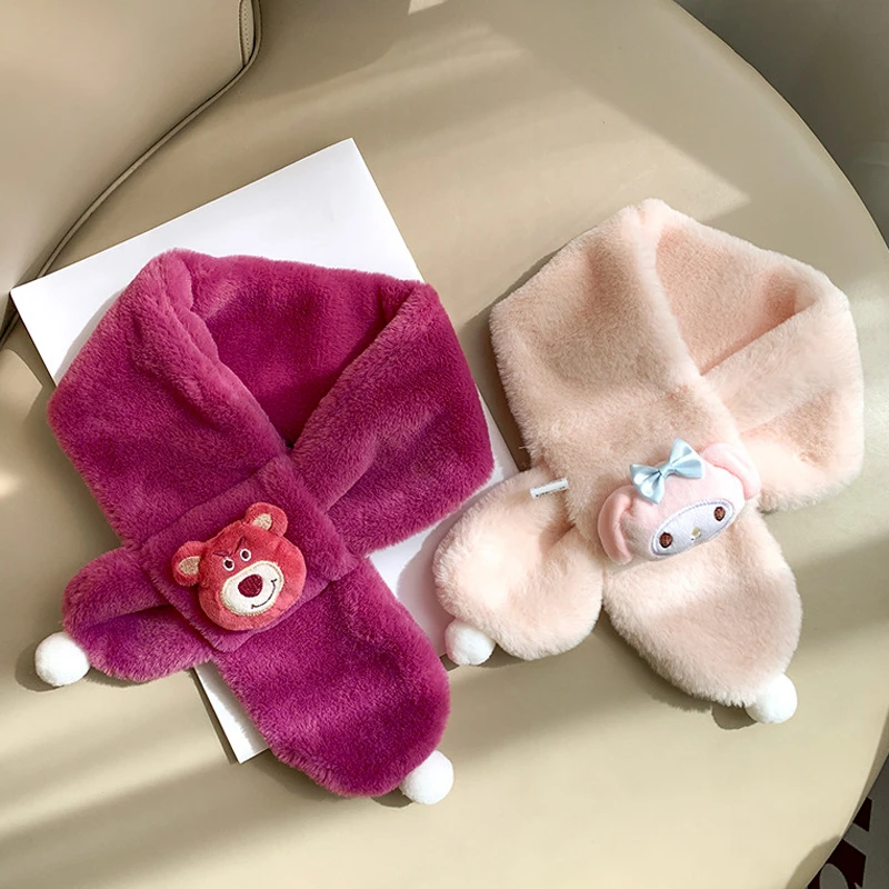 卡通可爱小熊毛绒儿童围巾男女冬季加厚围脖宝宝小孩护颈保暖脖套