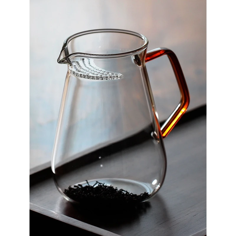大容量月牙手冲玻璃壶一体过滤分茶器透明大容量家用过滤泡茶