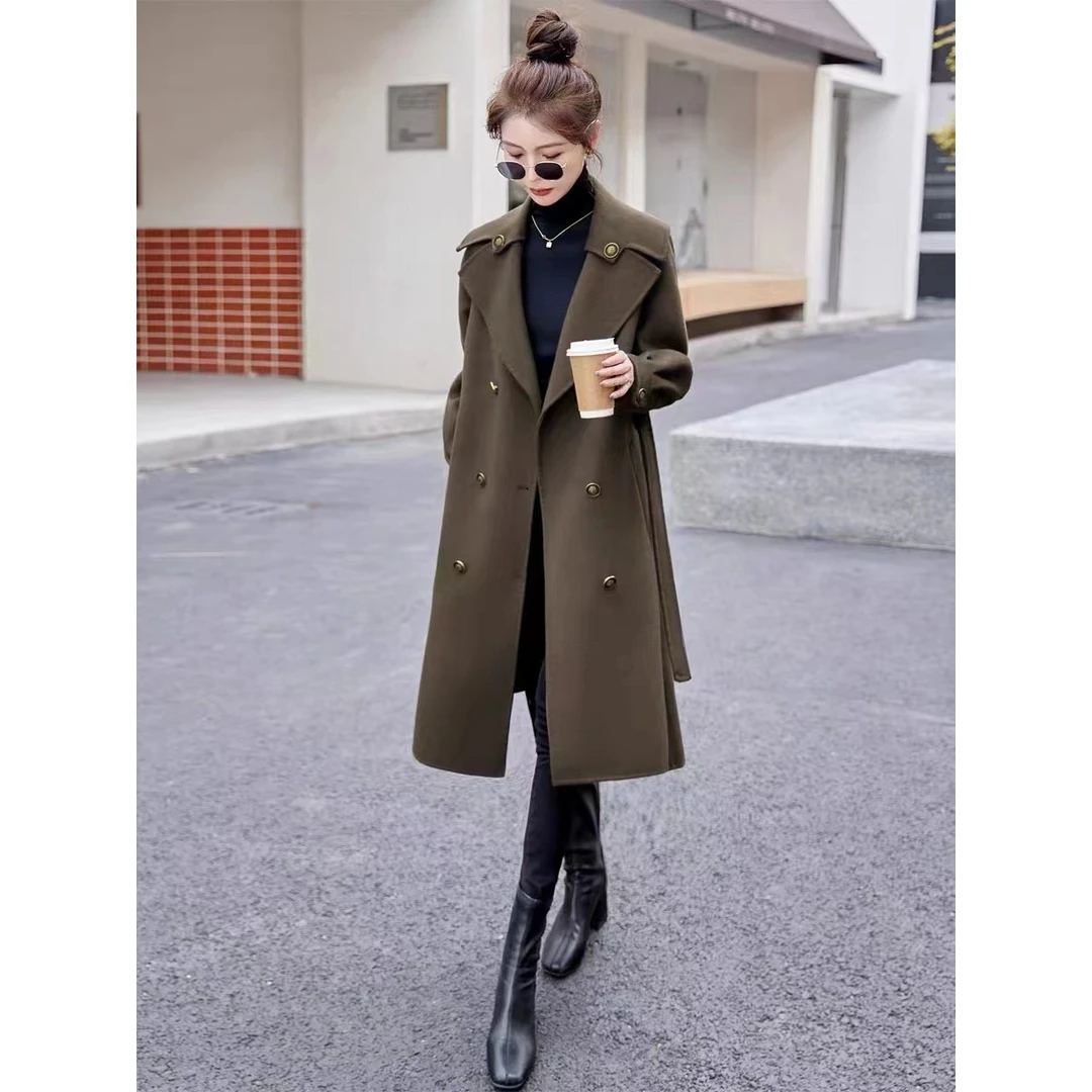 【陆仙人专享】设计感双面呢长款大衣设计师气质显瘦秋冬外套1077