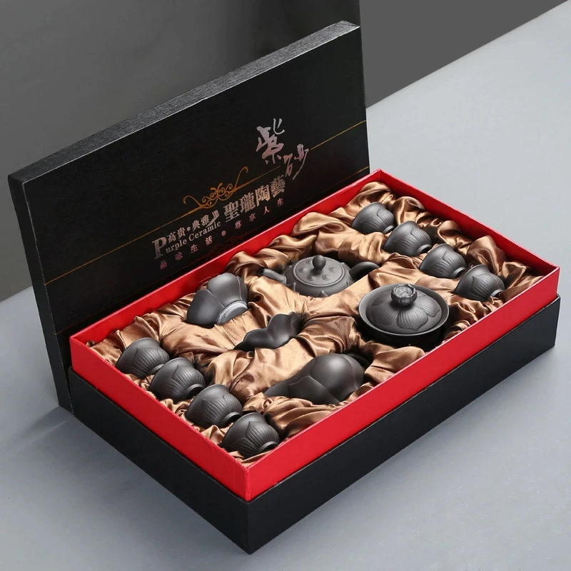 紫砂壶茶具套装景德镇茶壶高端功夫茶杯轻奢高档定制logo礼盒家用