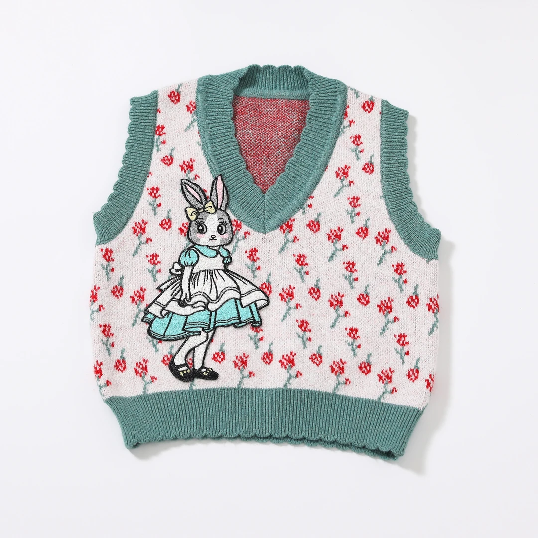 《清仓》女童儿童毛衣背心春秋季打底针织小童宝宝V领马