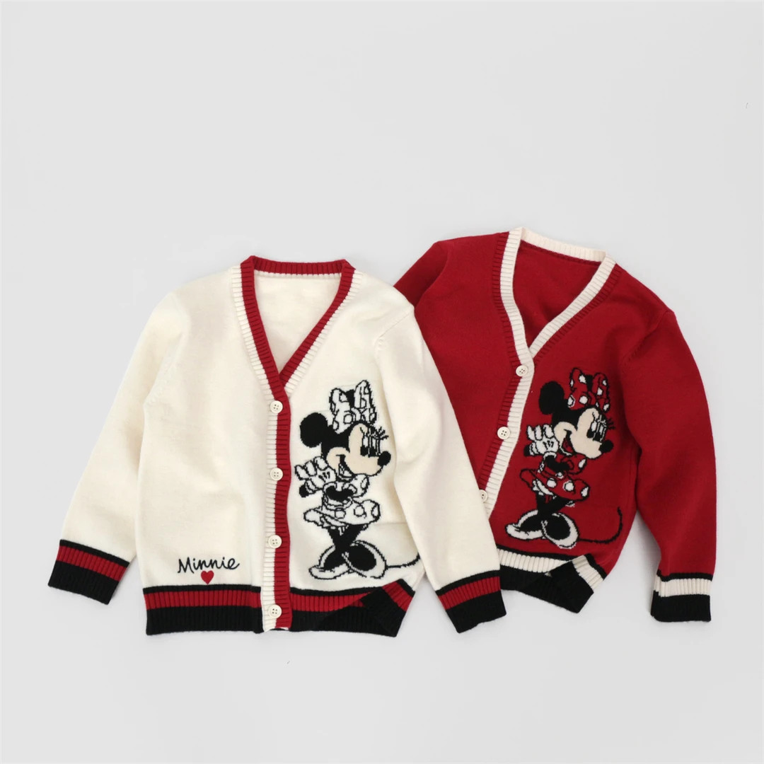迪士尼女童针织衫开衫儿童男童洋气宝宝卡通小童女宝秋冬