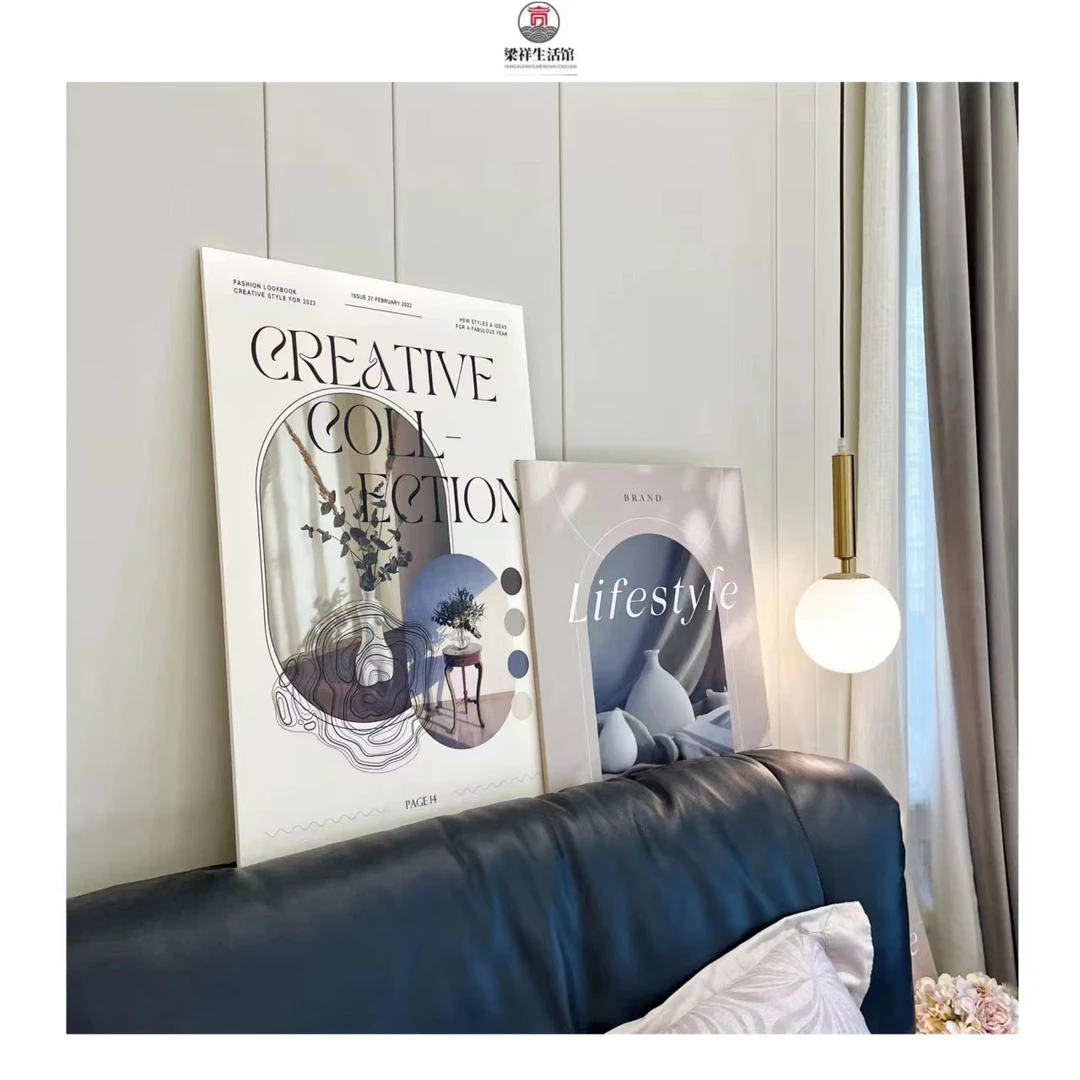 ins北欧简约陈列画 摆件桌面装饰画复古字母图案摆画方形单幅玄关