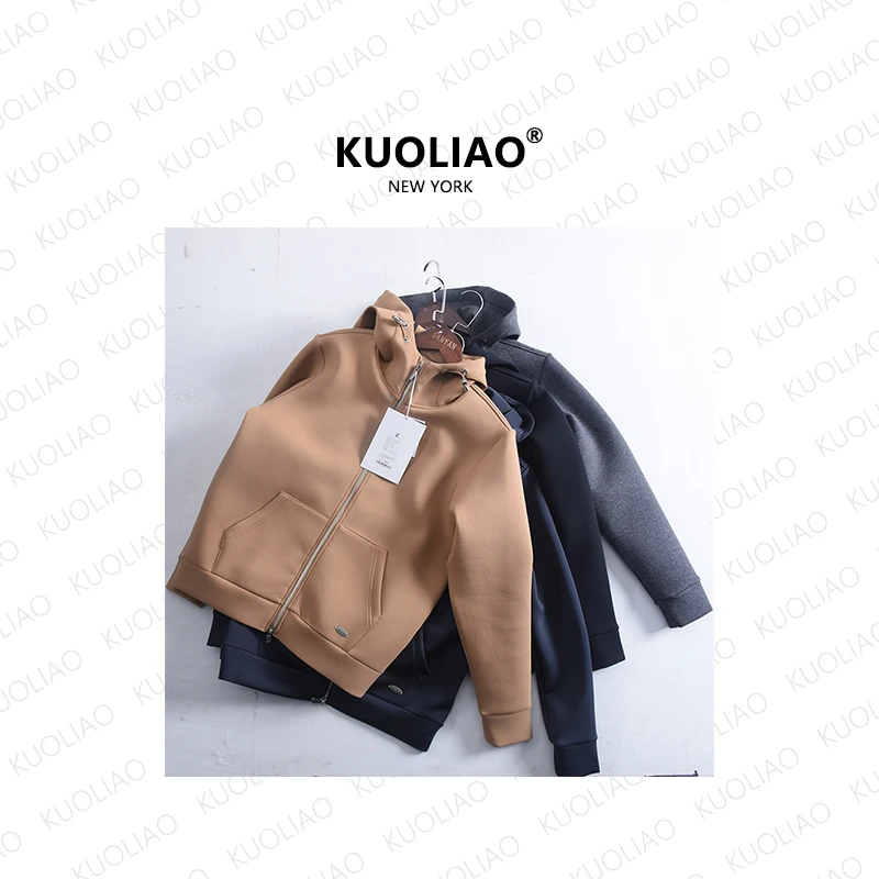 三言优选春装新款男女情侣款运动休闲空气层连帽开衫卫衣外套2168