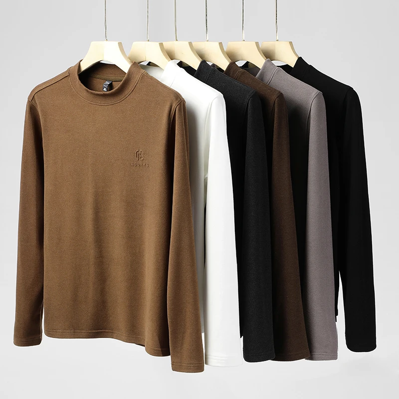 德绒长袖双面绒男士秋冬季新爆款休闲加绒打底衫保暖潮流上衣修身