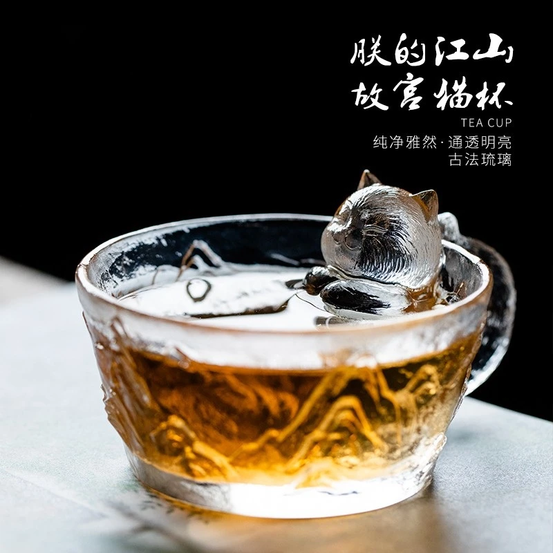 朕的江山杯故宫猫琉璃茶杯玻璃主人杯女个人专用猫咪水杯文创礼品
