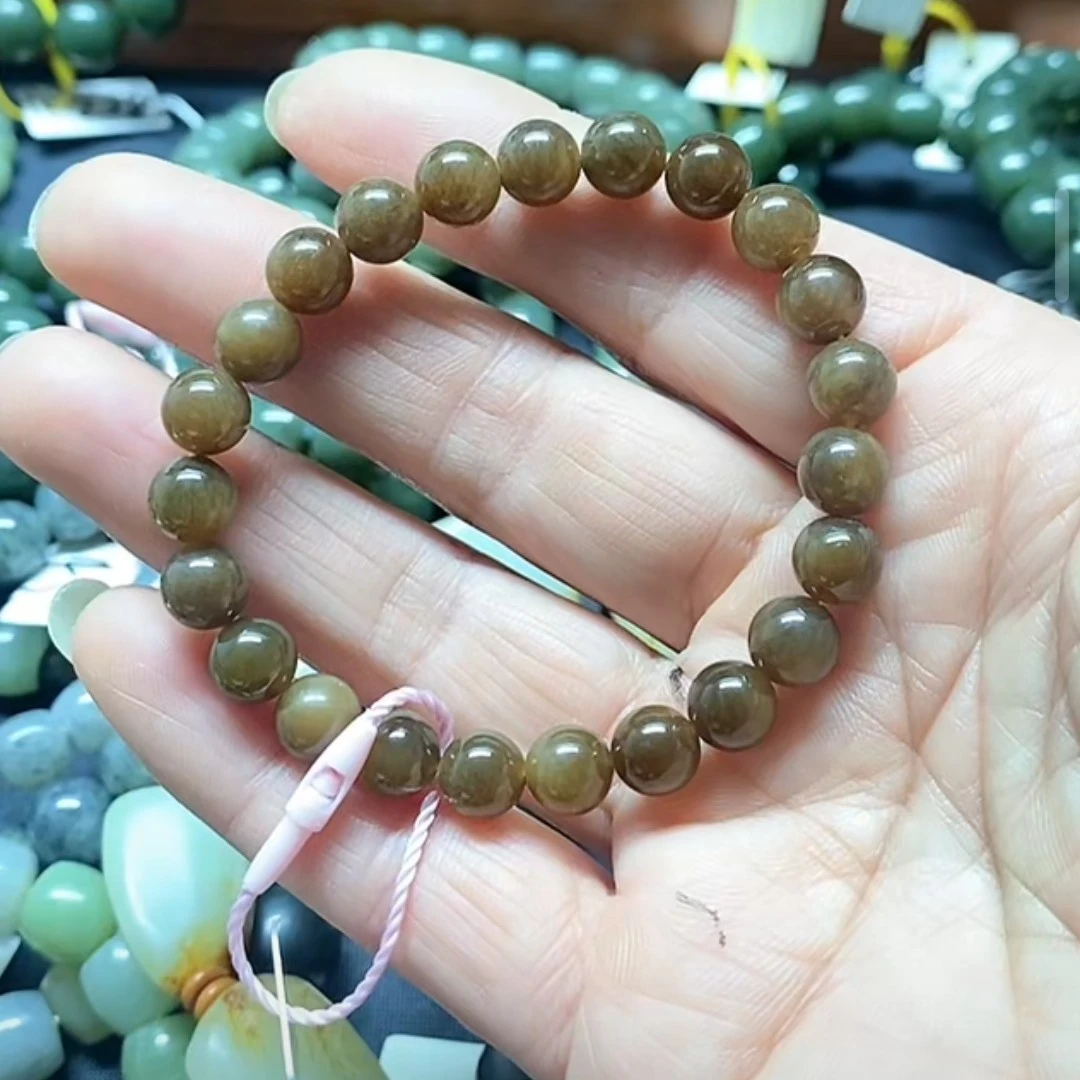 071新疆和田玉精品老红糖卡8的圆珠手串