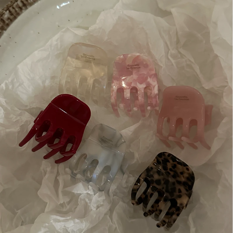 法式高级感醋酸小抓夹小众长齿质感后脑勺半扎发鲨鱼夹复古ins