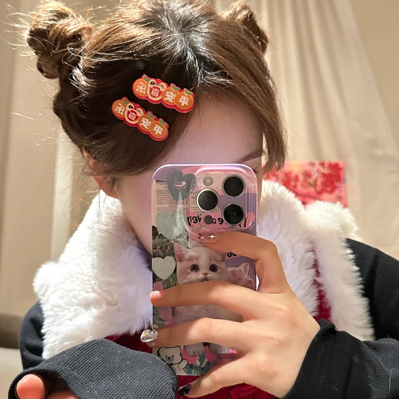 新年搞怪发夹红色喜庆暴富可爱百搭侧边刘海鸭嘴夹发饰2024新款