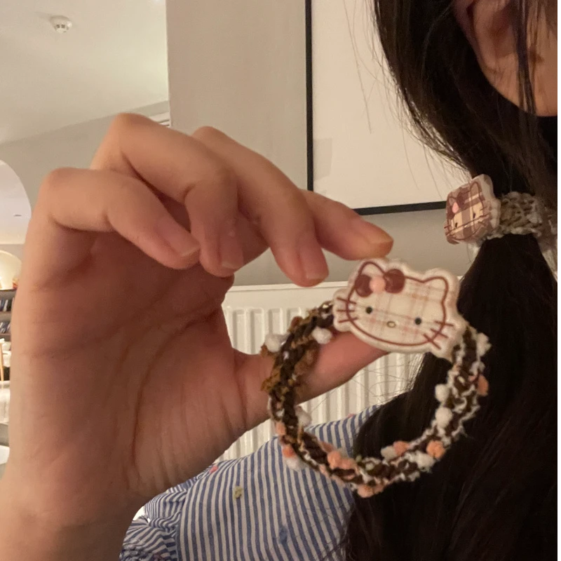 可爱小猫毛线圈发绳甜美百搭个性气质甜甜设计后脑勺弹力发饰