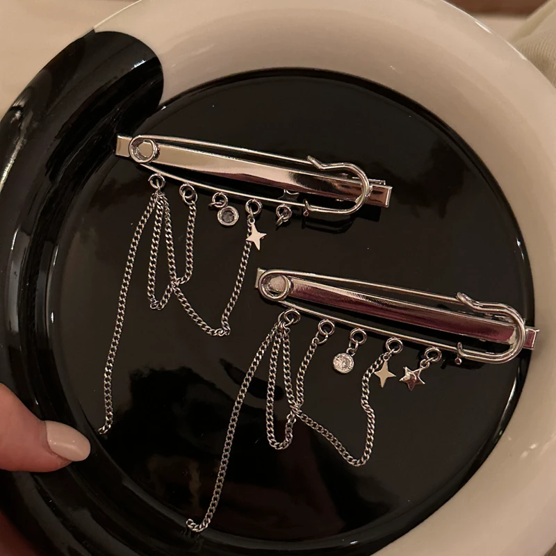 金属星星链条发夹甜酷个性小众气质侧边碎发鸭嘴夹发饰ins精致