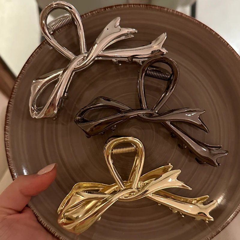 蝴蝶结飘带抓夹简约个性小众后脑勺盘发ins鲨鱼夹发饰优雅百搭