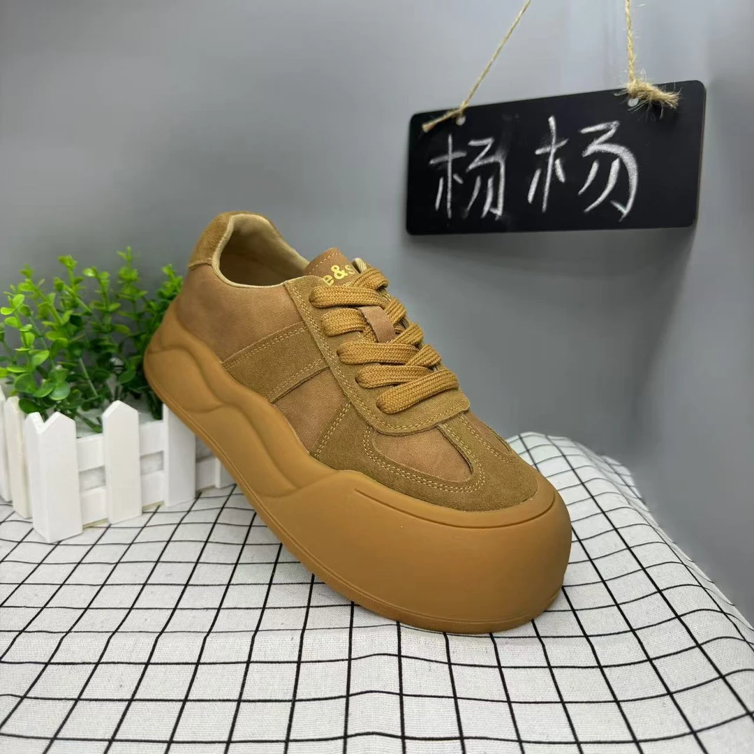 韩版丑萌大头面包鞋女新款厚底百搭休闲运动板鞋德训鞋子369-2