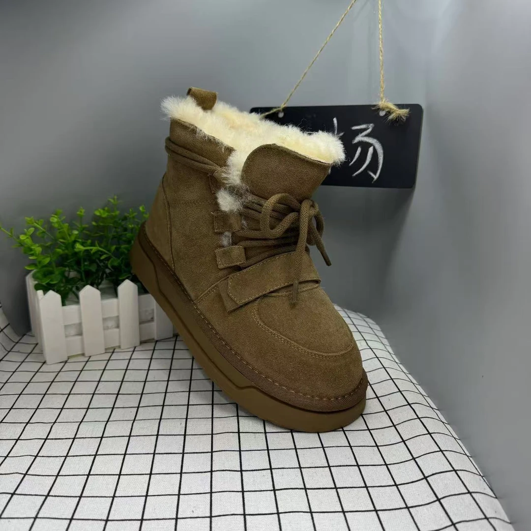 新款冬季系带高帮雪地靴女保暖学生休闲棉靴防滑棉鞋5918