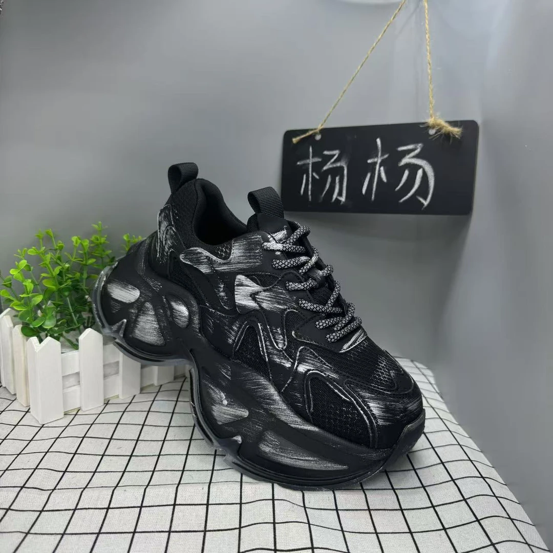 做旧老爹鞋女2024年秋季新款黑色运动休闲鞋女百搭单鞋子潮鞋2491