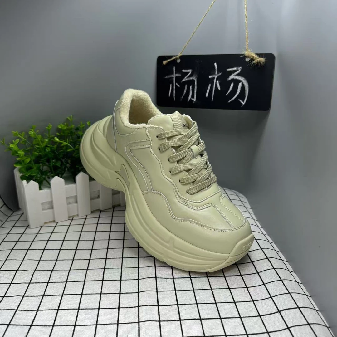 厚底老爹鞋女2024秋季新款百搭增高系带休闲鞋666-8